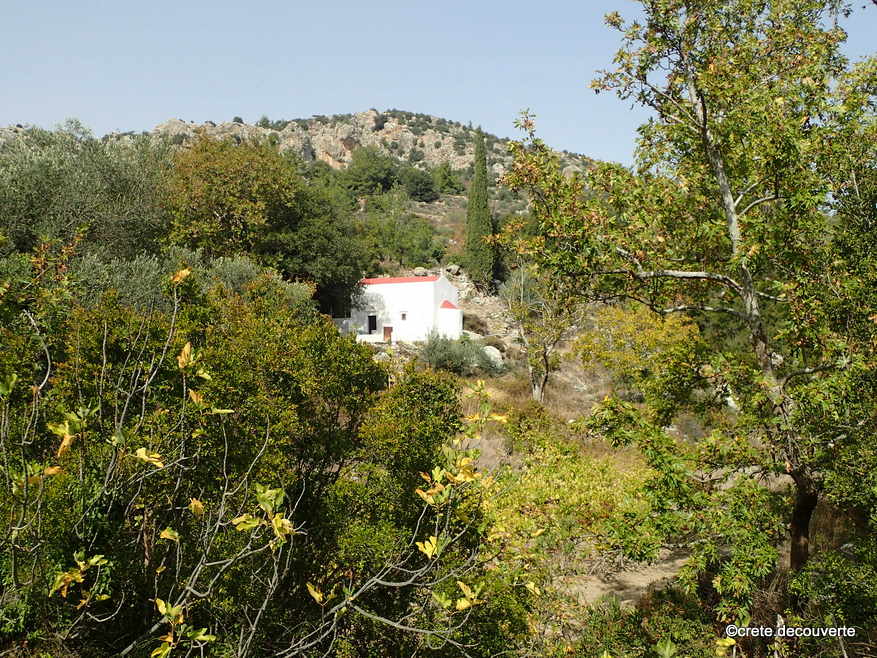 Crete rando Kalamafka Stavros chapelle Agios Georgios dans un coin de verdure