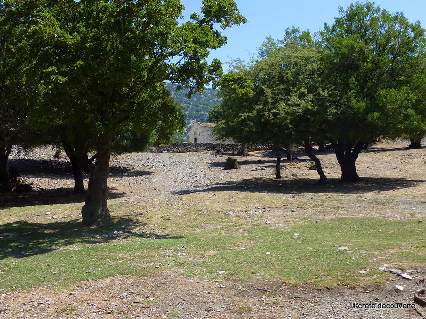 Gorges-Rouvas Zaros Zone ombrage et chapelle Agios Ioannis
