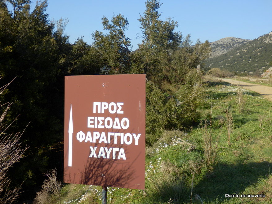 Panneau nindicateur sur le Lasithi gorge Havga