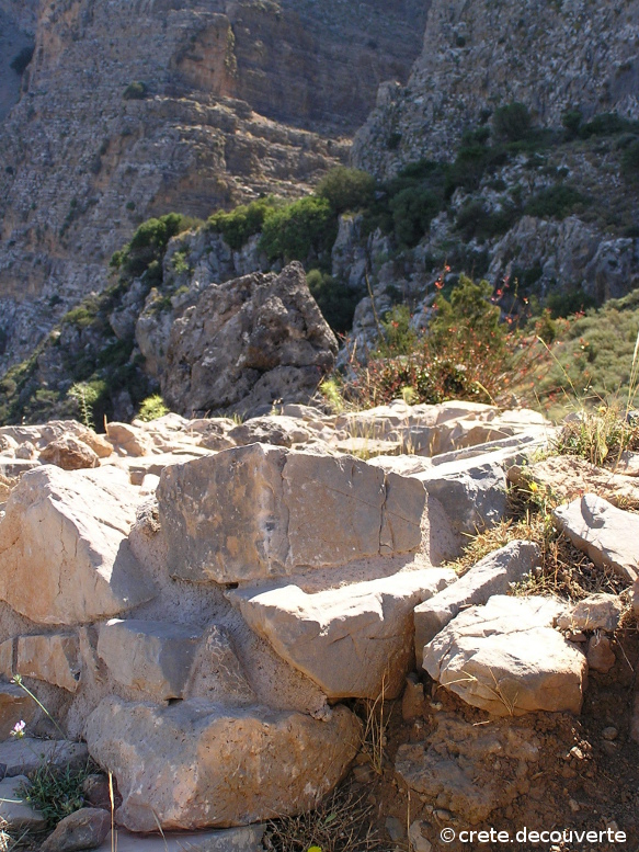 site d'Halasmenos :  l'arrire plan : la gorge de Ha