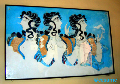 Knosos, fresque des dames en bleu